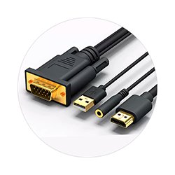 画像1: オーディオ信号付きHDMI-VGA変換ケーブル